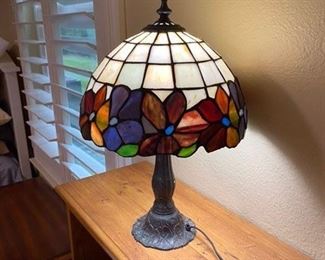 66.  Small glass shade lamp   $30