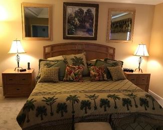 Stanley Light Oak, King  8 piece Bedroom set,. This photo features king  headboard, 2 night stands, Serta King Icomfort Mattress, Box spring and Frame. Complete set $ 1000. Will separate. Buy complete set and all pillows, comforter, and window valance included at no charge.   