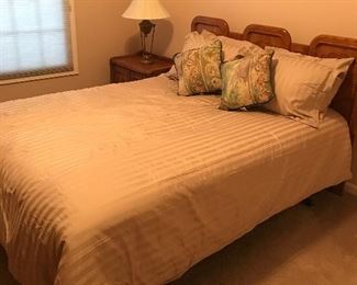Queen headboard and 2 night stands, including "Simmons Beauty Rest" mattress/box spring and bed frame. Complete 9 piece set $ 500. Purchase complete set and receive a queen  comforter, pillows, and window valance FREE!  Will separate.  