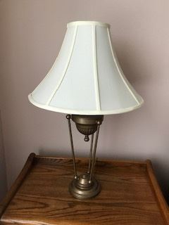 Brushed Bronze accents, Ivory bell shade lamp $15.00