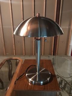 Chrome table lamp, brush copper accents $ 10.00