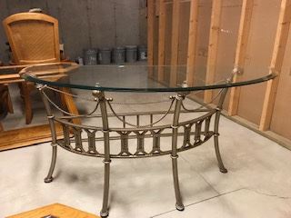 Contemporary Glass  & Brushed Metal Sofa Table $50