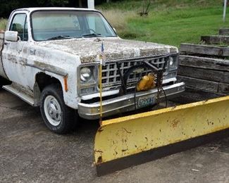 1980 Chevy Pickup Truck With Plow Blade, Heavy Rust, Farm Truck, Unknown Working Condition, VIN# CKL24AS129948