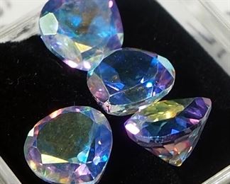 Gemstones, Includes Citrines, Sapphires, Topaz, Lolite, And More, 21 Display Containers, Some With Multiple Stones Each