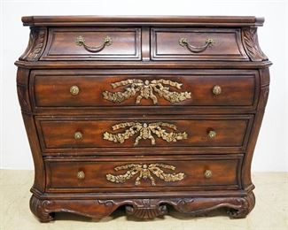 Two Drawer Chest Of Drawers With Brass Pulls, 34.5" High x 42" Wide x 19.5" Deep