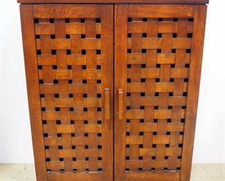 Storage Cabinet With 2 Adjustable Shelves And Basket Weave Style Doors, 33" High x 26"Wide x 11" Deep