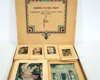 Bridge Score Pads And Combination Tally And Place Cards For Four Tables With Holmes Original Etchings, Unknown Completion
