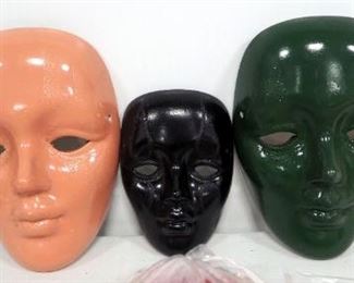 Miniature Ceramic Decorative Mardi Gras Masks, Various Colors And Sizes, Approx Qty 28