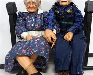 William Wallace Jr. Grandma And Grandpa Porcelain Dolls, Bodies Are Stuffed, Approx 36" Long