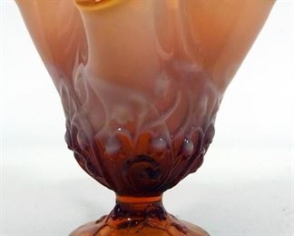Pedestalled Glass Goblet With Ripple And Hobnail Accents