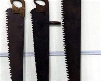 Vintage One-Man Logging Saws, Qty 3, 53" And 40" Blades