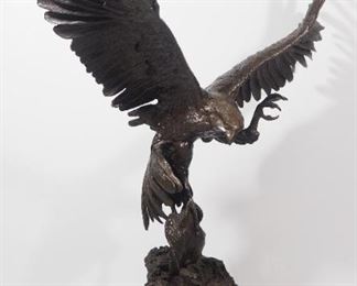 Jules Moigniez (French, 1835-1894) "Falcon" Bronze Statue, 24" High, Marble Base