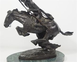 Frederic Remington (American, 1861-1909), "Cheyenne" Bronze Statuette, 11.5" High, Marble Base