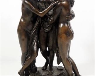 Antonio Canova (Italian, 1757-1822) "The Three Graces" Bronze Statuette, 12.75" High