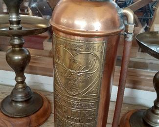Antique copper fire extinguisher