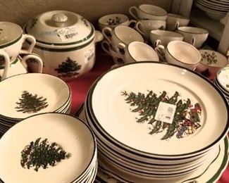 A table full of Cuthbertson Christmas dishes, made in England