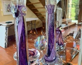 Megdall Art glass candle sticks 