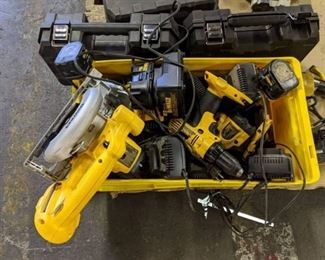 Cordless Circular Saw 6 1/2 Inch DC390 Type 1 And Assorted DeWalt Tools With Two Empty Cases