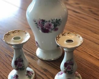 Formalities by Baum Bros.  Vase and candleholders 