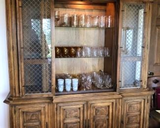 Solid wood lighted hutch