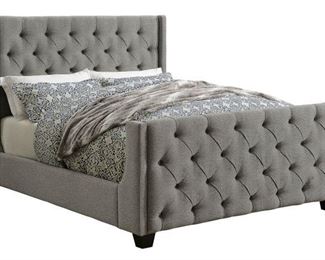 $349- King Gray Tufted Bed (no mattress)