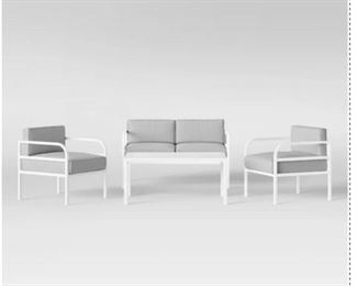 $425 New Patio Set White/Gray Modern Assembled
