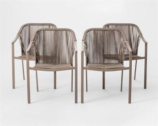 $199 Set of 4 Outdoor Dining Patio Chairs Rope Design Poly coated and powder coated