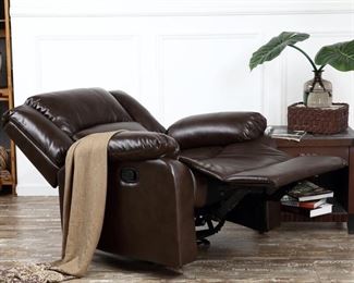$265 Brown Faux Leather Recliner- Assembled