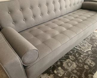 $489 Gray Tufted Sofa Mid Century 