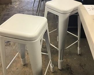 $120 Set of 2 Swivel Metal White Bar Stools 