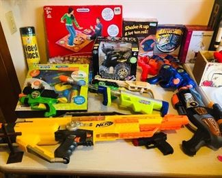 lots of toys including nerf, matchbox, etc...