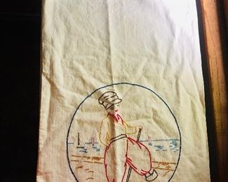 hand embroidered flour sack