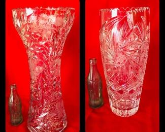 Large cut glass vases