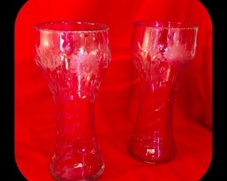 Etched glass vases 