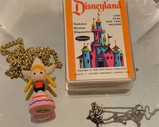 REDUCED!  $9.00 now, was $12.00......Tinkerbell Necklace marked Walt Disney Productions, Cards and more  (P208) 