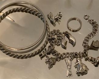 HALF OFF !  $15.00 now, was $30.00......Charm Bracelet some marked Sterling (P209)