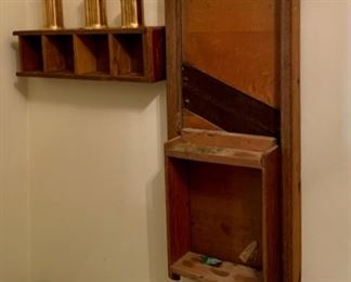 HALF OFF !  $10.00 now, was $20.00......Antique Sauerkraut Cutter, shelf and brass (P174)