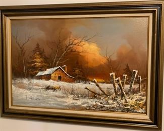 HALF OFF !  $150.00 now, was $300.00......Farm Scene Large Oil Painting (P102)