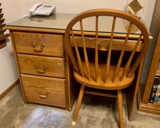 $45.00......Small Desk with glass top and chair (P109)