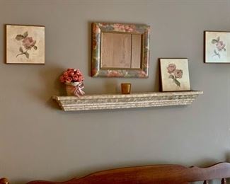 CLEARANCE!  $3.00  now, was $12.00......Mirror, shelf, pictures decor lot (P46)