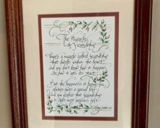CLEARANCE!  $3.00 now, was $10.00......Friendship Calligraphy Picture 9 1/2" x 12" (P50)
