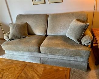 REDUCED!  $375.00 now, was $500.00......Flexsteel Sofa and Loveseat LIKE NEW soft green (P79)