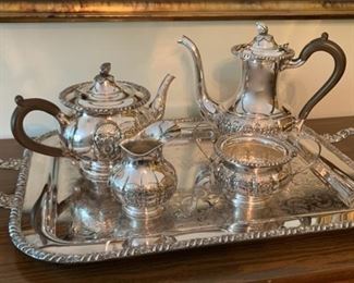 HALF OFF! $200.00 now, was $400.00......Stunning! Hand Chased Sheffield Silver Plate Coffee Service Set (P69)
