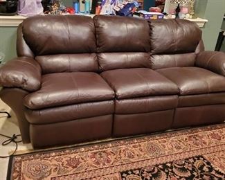 Leather Reclining sofa - chocolate brown