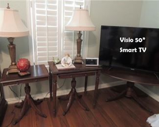Cherry wood furniture - 50" TV - Lamps