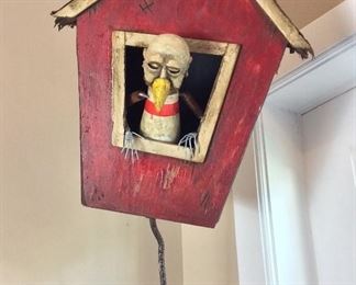Bird House Mixed Media Art by Trent Manning, 84" H, Base is 15" x 15" x 9" H.
