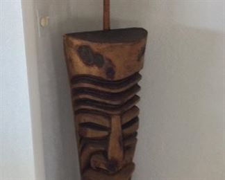 Carved Wood Tiki Floor Lamp, 67" H. 