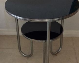 Black Top End Table, 24" diameter, 25 1/2" H. 