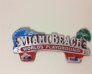 Miami Beach World's Playground License Plate Topper, 12" W.