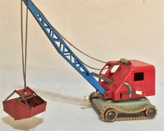 Vintage 11” Metal Toy Crane  